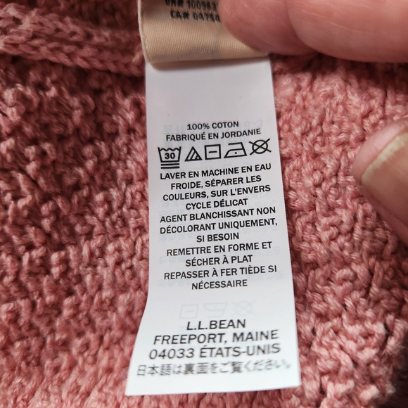 LLBean Dusty Rose Pink Textured Knit Cotton Button Front Cardigan Sweater,  L/P - Picture 7 of 11